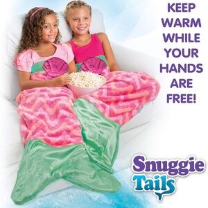 Pink and Green Snuggie Mermaid Tail Blanket Perfect for Lounging